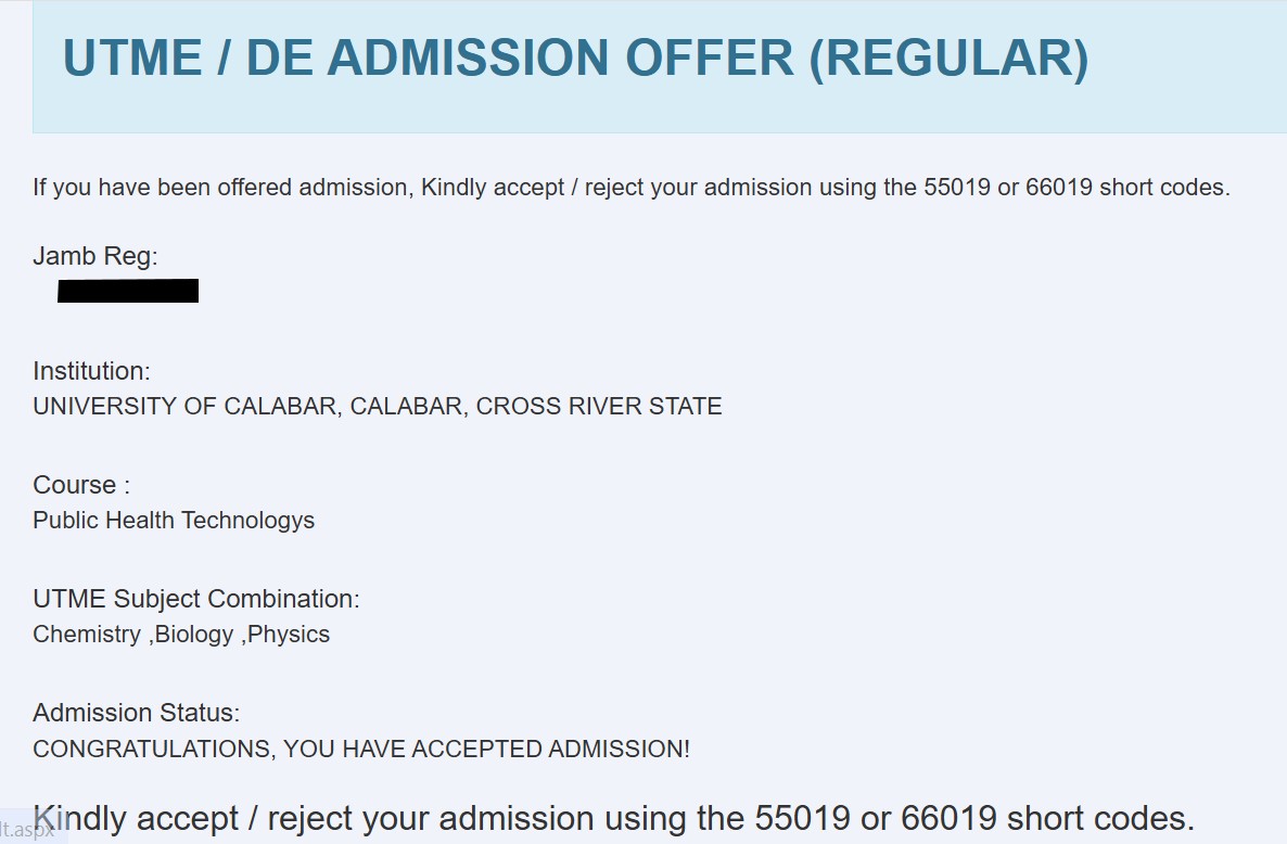 University of Calabar Admission List
